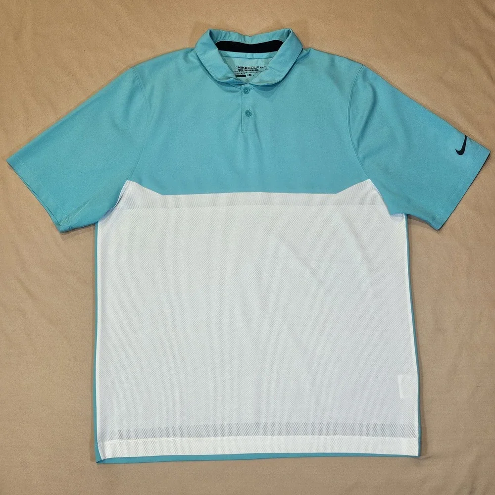 Nike Golf Polo‎ Shirt Mens XL Tour Performance Perforated Colorblock Stretch